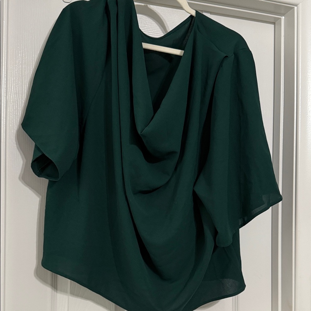 Amazon Forest Green Drape Blouse